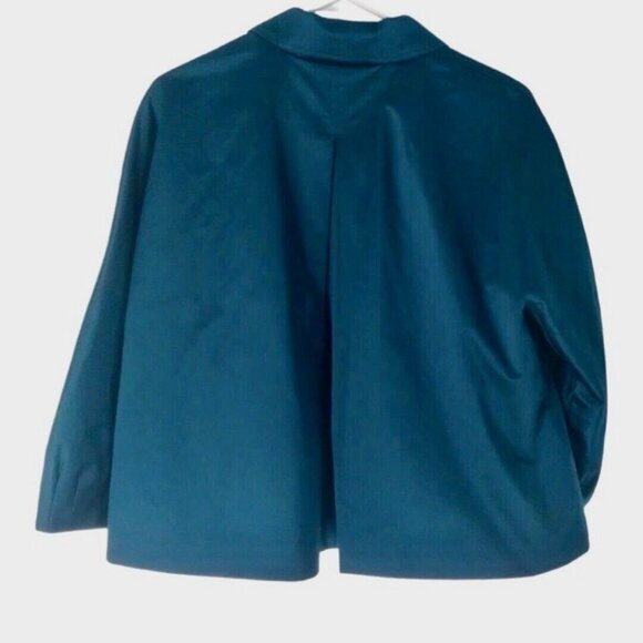 J.Jill Jacket Womens Size Small Teal Blazer formal Cropped Stretch Cotton Satin - Picture 2 of 11
